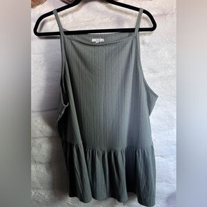 Maurices green/grey Sleeveless Top with Ruffle Bottom